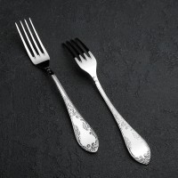 Вилка столовая «Посольская», h=20 см, толщина 2,5 мм, цвет серебряный