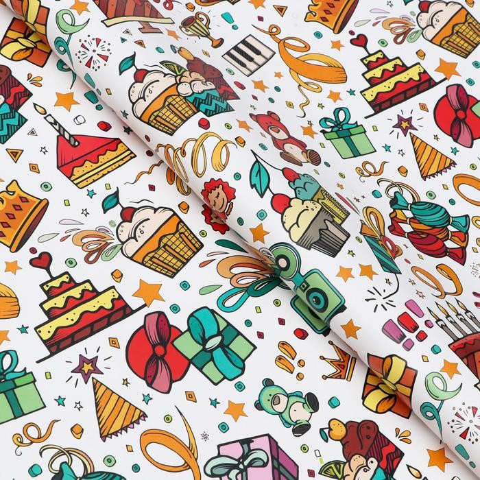 Бумага упаковочная глянцевая «Угощения», 70×100 см