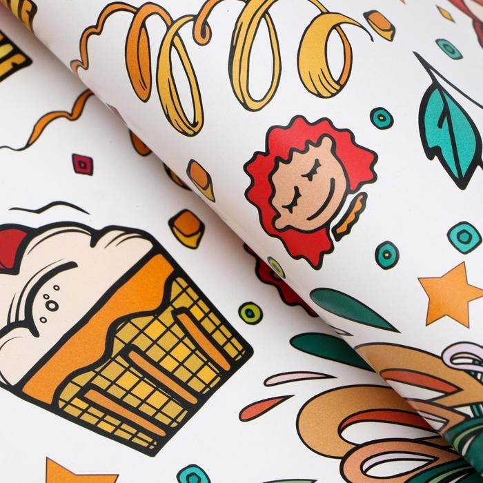 Бумага упаковочная глянцевая «Угощения», 70×100 см