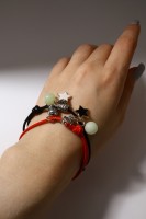 Браслеты парные «Неразлучники» на магните, шары со звездой, чёрно-красные, d=6 см