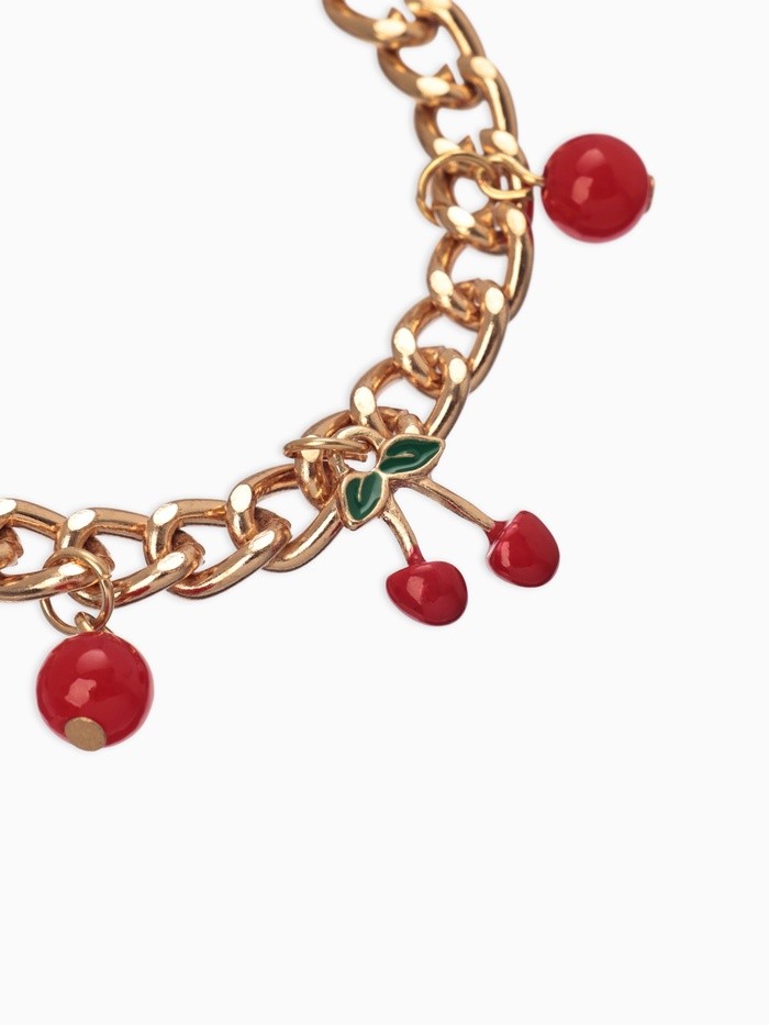 Браслет на цепи «Вишневый рай», малые, красный в золоте