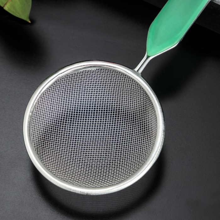 Сито с ручкой Доляна «Хозяюшка», d=12 см, цвет зелёный