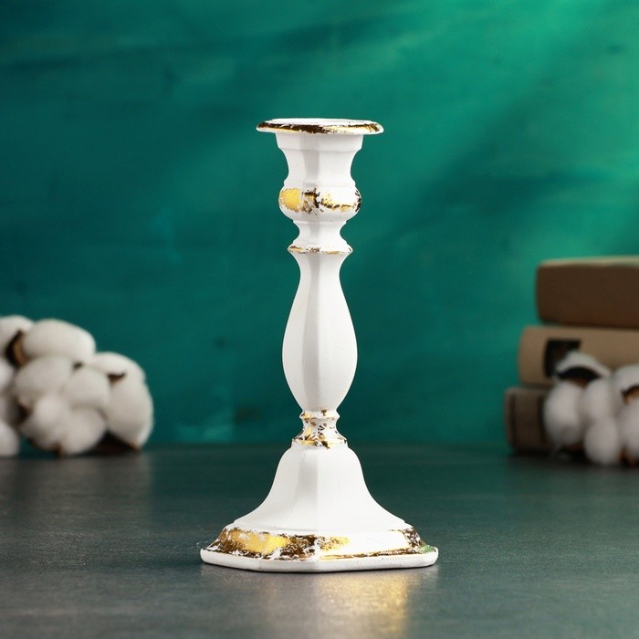 Подсвечник "Тапперт" 21х10х10см, белый с позолотой