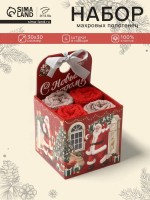 Набор махровых полотенец Этель «Санта» 30×30 см-4 шт., хл 340 г/м²