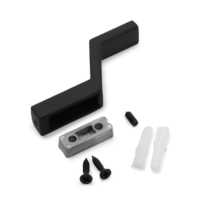 Крючок мебельный CAPPIO TRANQUILITY, однорожковый, черный, набор 20 шт.