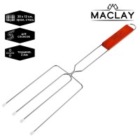 Вилка - гриль для сосисок maclay, для мангала, 12×20 см, хромированная сталь