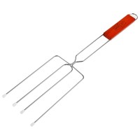 Вилка - гриль для сосисок maclay, для мангала, 12×20 см, хромированная сталь