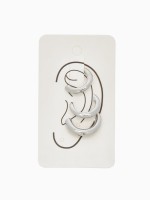 Серьги каффы «Трио», набор 3 шт. цвет серебро