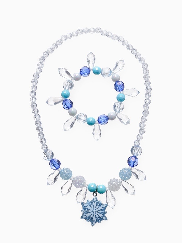Набор детский Выбражулька «Снежинка», 2 предмета: кулон, браслет, бело-голубой