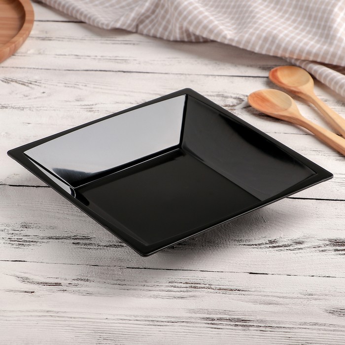 Тарелка одноразовая, глубокая, квадратная, 17,2×17,2 см, цвет МИКС