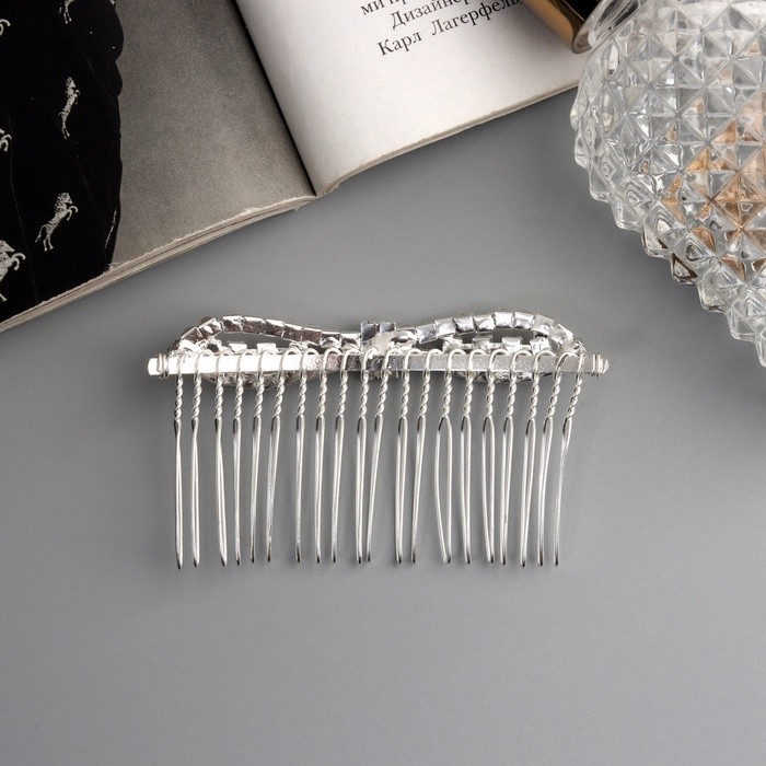 Гребень для волос QF «Медея», бант, 8×4 см, серебро