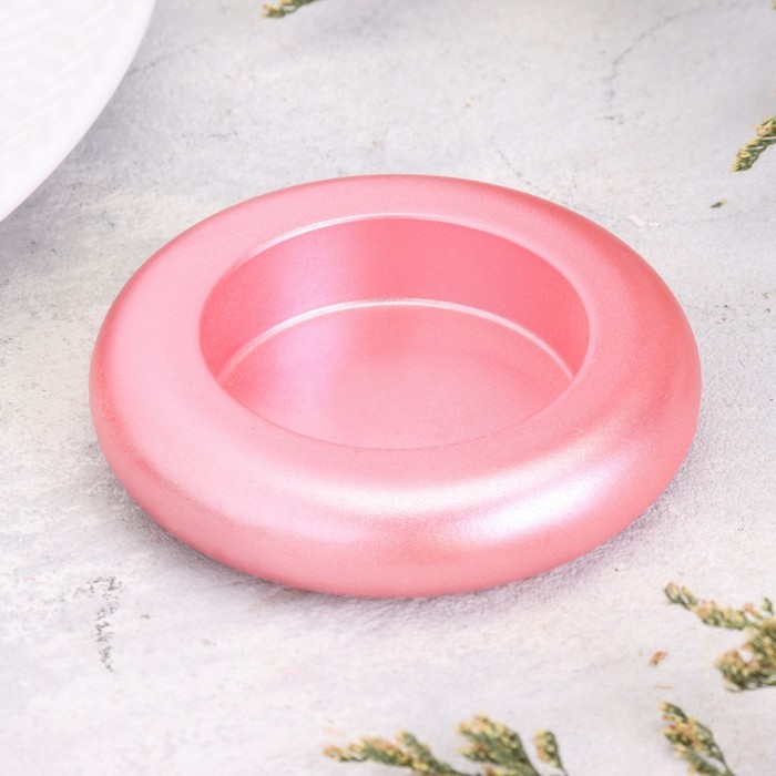 Подсвечник "Полноторие" из гипса малый,9х2,5см,розовый