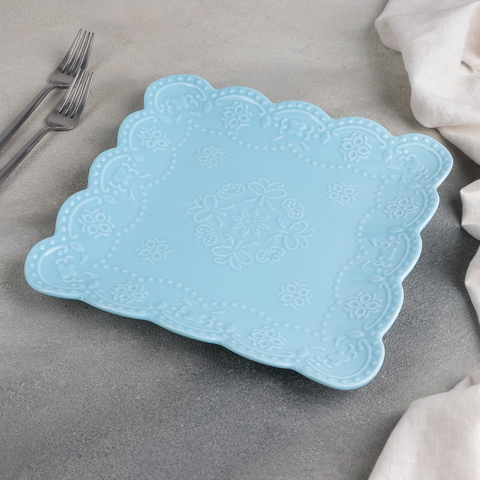 Тарелка квадратная Доляна «Сьюзен», 26,5×26,5 см, цвет белый