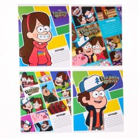 Тетрадь в линейку 24 листа, 10 штук, обложка мелованный картон, Гравити Фолз