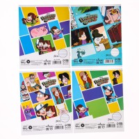 Тетрадь в линейку 24 листа, 10 штук, обложка мелованный картон, Гравити Фолз