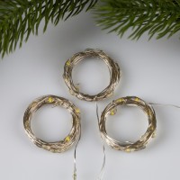 Набор гирлянд «Нить» 2 м роса, IP20, серебристая нить, 20 LED, свечение тёплое белое, 3 режима, батарейки AG13×3 (в комплекте), 3 шт.