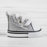 Кеды для кукол "Блёстки", длина стопы 5 см, цвет серебряный