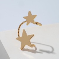 Серьга кафф «Две звезды», петелька, цвет золото