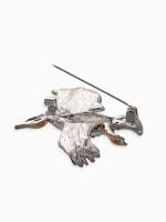 Брошь «Пеликан», цветная в серебре