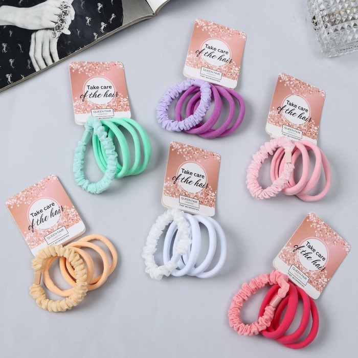 Резинка для волос "Аделин" (набор 4 шт) классика, 4 см, микс Резинка для волос "Аделин" (набор 4 шт) классика, 4 см, микс