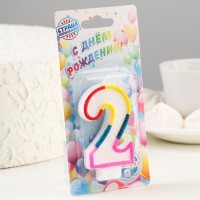 Свеча для торта «Цифра 2», 7 см