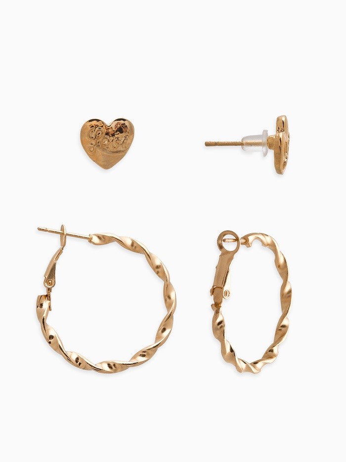 Набор серег QF «Сердце», 2 пары, d=2.5 см, цвет золото