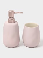 Набор для ванной SAVANNA Soft, 2 предмета, мыльница, стакан, розовый