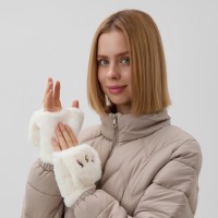 Варежки подростковые MINAKU Мишка 24 см цвет белый