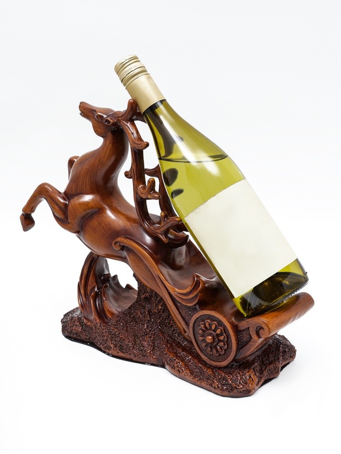 Подставка под бутылку TAKE IT EASY «Олень», полистоун под дерево, 17×12×28 см