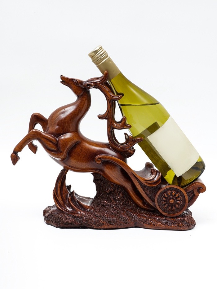 Подставка под бутылку TAKE IT EASY «Олень», полистоун под дерево, 17×12×28 см