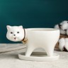 Горшок "Кошка" белый, 15,5х7,5х9,5см