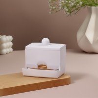 Органайзер для ватных палочек, с крышкой, 9×6.5×7.5 см, белый