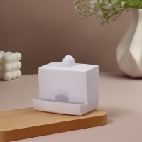 Органайзер для ватных палочек, с крышкой, 9×6.5×7.5 см, белый