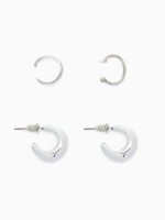 Набор серег и кафф QF «Бублик», 4 шт. цвет серебро