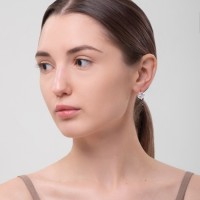 Клипсы для ушей QF «Вечеринка», крупные кристаллы, белая в золоте