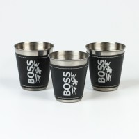 Стопки в чехле BOSS, нержавеющая сталь, набор 3 шт. × 70 мл