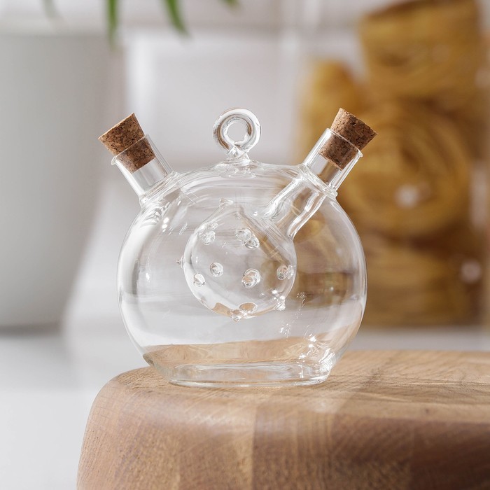 Бутыль 2 в 1 для соусов и масла «Фьюжн. Бомбочка», 230/40 мл, 10,5×8,5×9,5 см