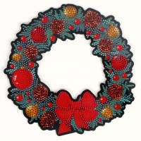 Алмазная мозаика на новый год с полным заполнением на фигурке «Еловый венок», 20 х 20 см, набор для творчества