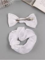 Набор для волос "Школьница" (резинка 10 см, зажим 8 см) классик, белый