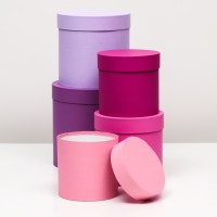 Набор шляпных коробок 5 в 1, сиреневый, 23×23-15×15 см