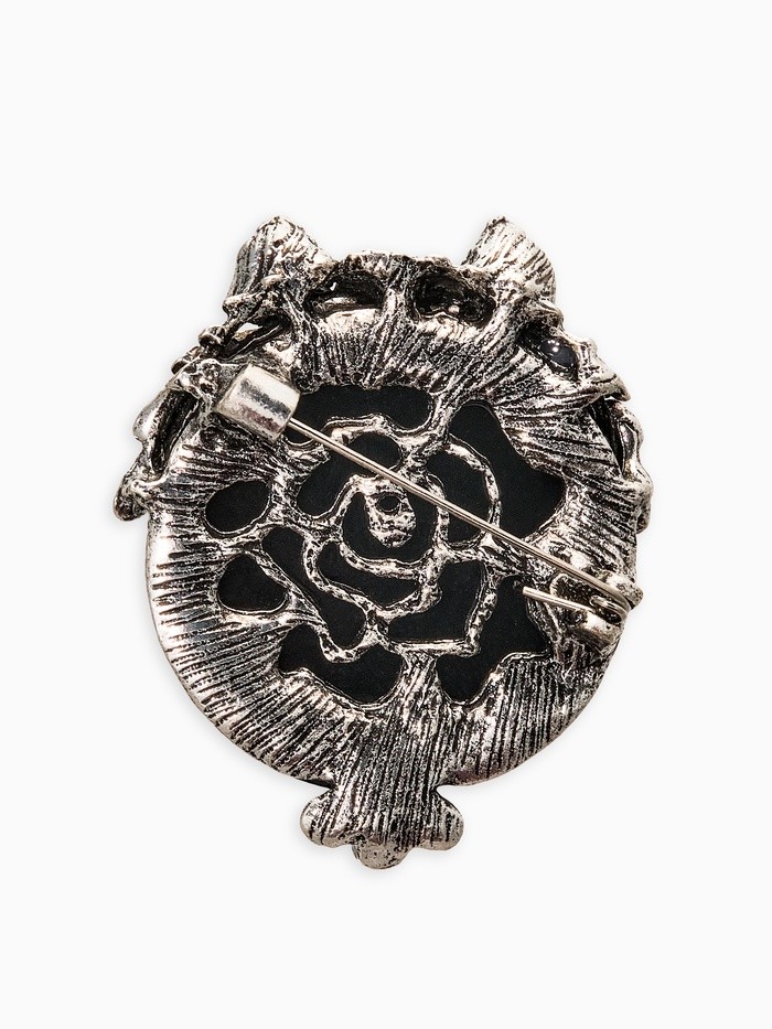 Брошь «Галлиотис» сова, зелёная в чернёном серебре