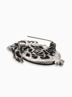 Брошь «Галлиотис» сова, зелёная в чернёном серебре