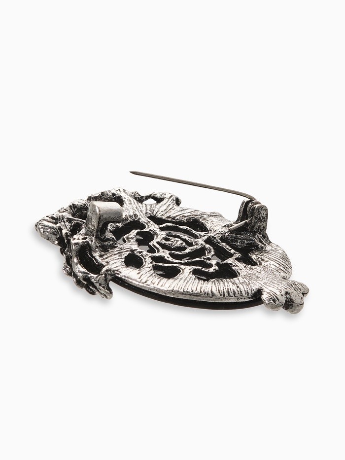 Брошь «Галлиотис» сова, зелёная в чернёном серебре