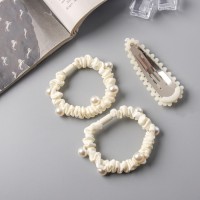 Набор для волос "Касандра" (2 резинки 5 см, невидимка 7 см) молочный