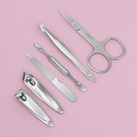 Набор маникюрный «Тренд», 6 предметов, в футляре, чёрный