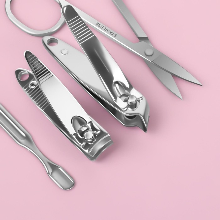 Набор маникюрный «Тренд», 6 предметов, в футляре, чёрный