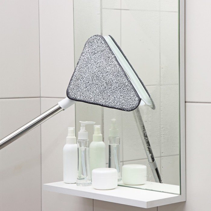 Окномойка с стальной ручкой и сгоном Raccoon, 25×17×105(148) см, 2 насадки из микрофибры