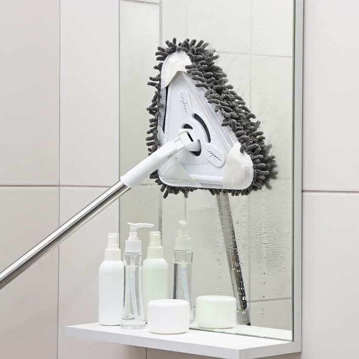 Окномойка с стальной ручкой и сгоном Raccoon, 25×17×105(148) см, 2 насадки из микрофибры