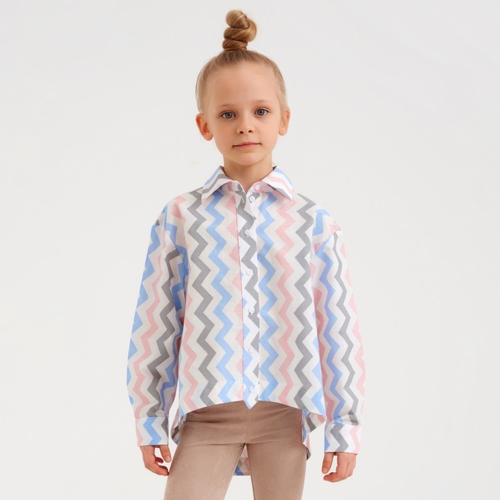 Рубашка для девочки MINAKU: Cotton Collection, белая, рост 110 см