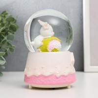 Стеклянный шар свет, музыка "Зайка и тортик" МИКС13х8х8 см